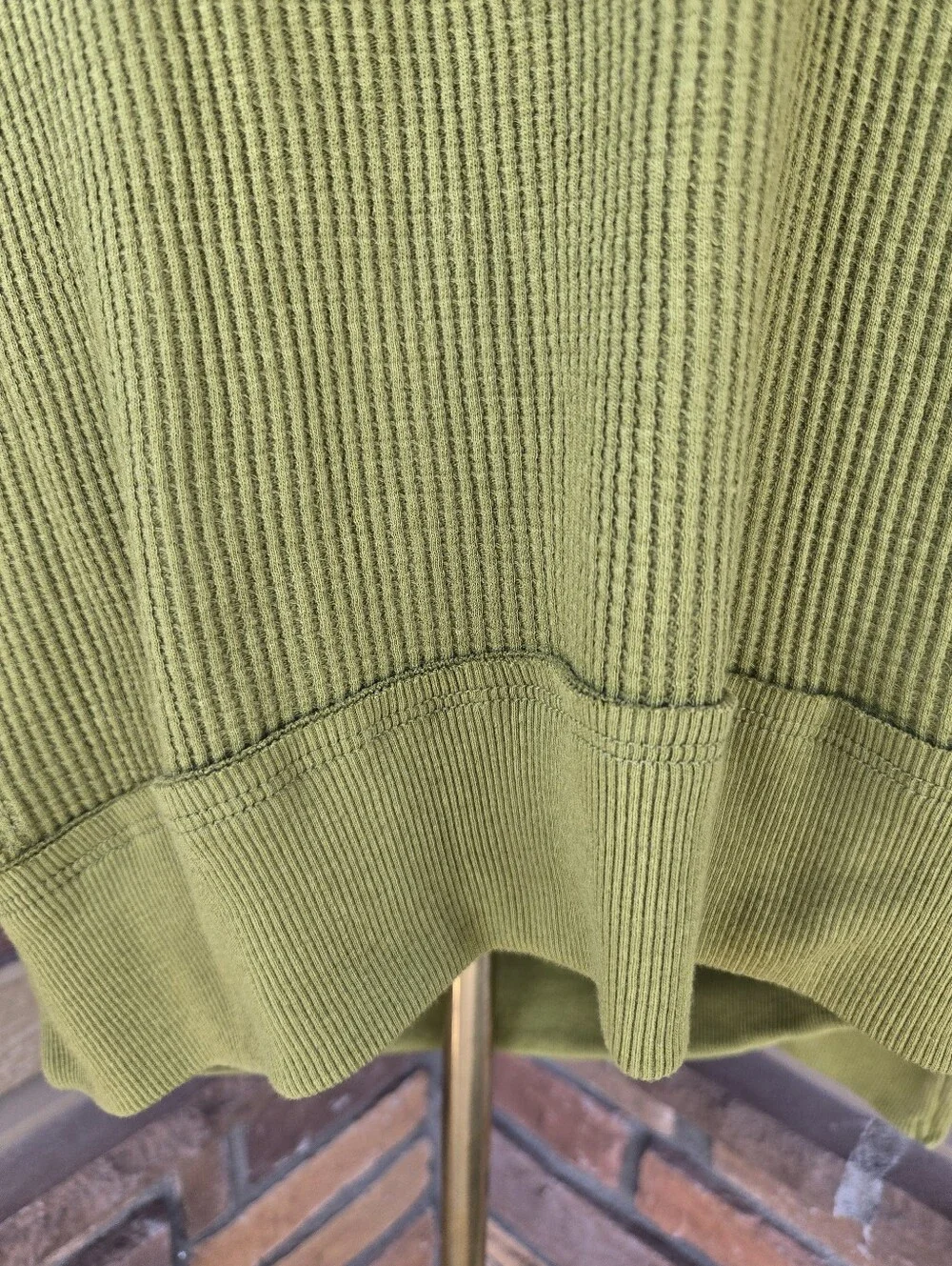 NWT Free People Santa Clara Olive Waffle Oversized Long Sleeve Top – Medium